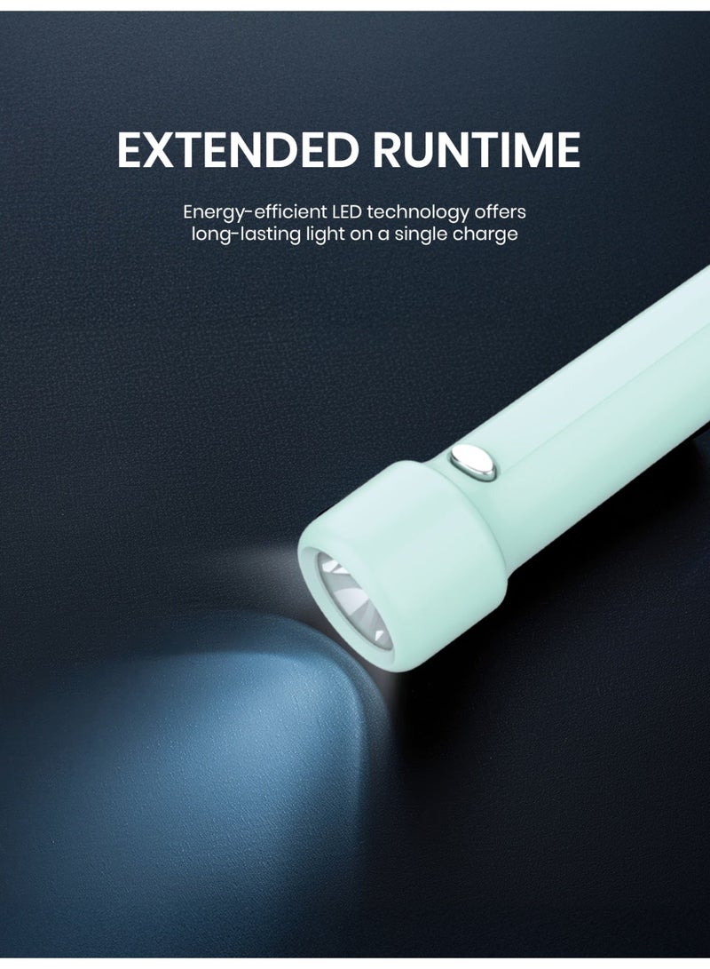 Ogera Pocket-Size Rechargeable LED Flashlight | Lightweight 1W High-Brightness Torch | Type-C Charging | 1500mAh Lithium Battery | 17-Hour Runtime | Compact Everyday Carry Flashlight for Indoor & Outdoor Use | 2-Year Warranty | OG1151PSL | Blue/Green/Orange - Image 4